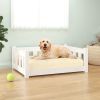 Dog Bed White 29.7"x21.9"x11" Solid Wood Pine