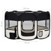 Foldable Dog Playpen with Carrying Bag Black 57.1"x57.1"x24"