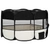 Foldable Dog Playpen with Carrying Bag Black 57.1"x57.1"x24"