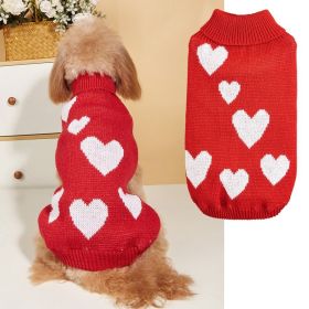 Pet Clothes Valentine's Day New Year Love Dog Knitted Sweater (Option: Red-M)