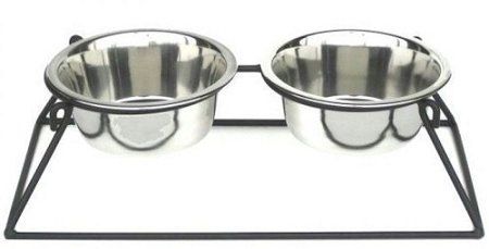 Pyramid Elevated Double Dog Feeder (Option: Extra Large/Black)