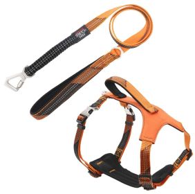 Pet Life 'Geo-prene' 2-in-1 Shock Absorbing Neoprene Padded Reflective Dog Leash and Harness (Color: orange, size: large)