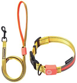 Touchdog 'Lumiglow' 2-in-1 USB Charging LED Lighting Water-Resistant Dog Leash and Collar (Color: yellow, size: small)