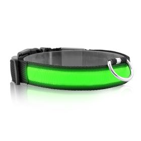 LED Dog Collar USB Rechargeable Adjustable Dog Safety Collar Night Safety Flashing Luminous Light up Collar (Color: Green, size: S)