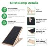 Foldable Wooden Dog Ramp for High Beds Non Slip Heights Adjustable Pet Cat Ramp for Couch Car SUV