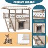 New Style Wood Pet House With Roof Balcony and Bed Shelter