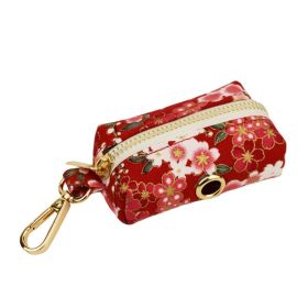 Japanese Floral Dog Collar Alloy Buckle Hand Holding Rope Pet Collar (Option: Dog Poop Bag-L)